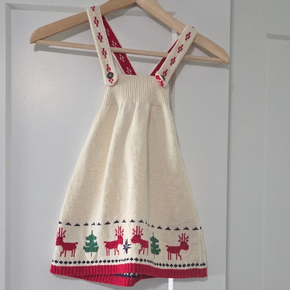 Hanna Andersson Cream and Red Knit Dress